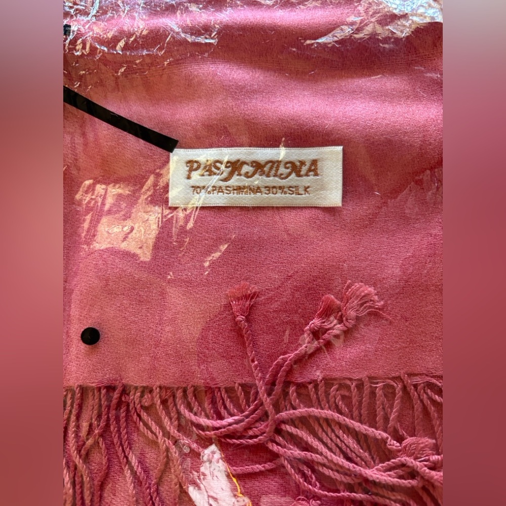 NEW — Pashmina Silk Scarf - Pink - Picture 2 of 4